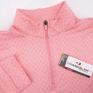 NEW Grand Slam Performance 1/4 Zip Pullover Shirt Pink Long Sleeve Mens Medium